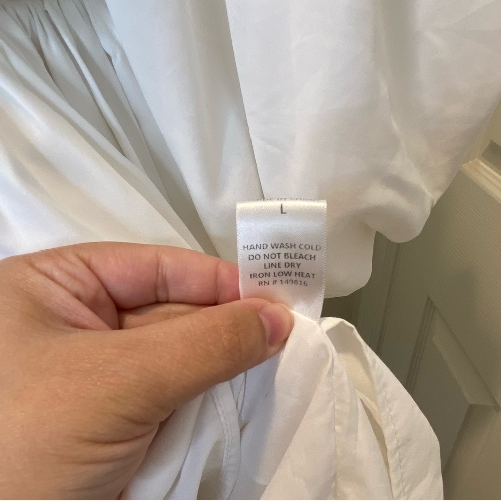 FORE Shirred Wrap-Effect Cotton Mini White Dress - Picture 12 of 12